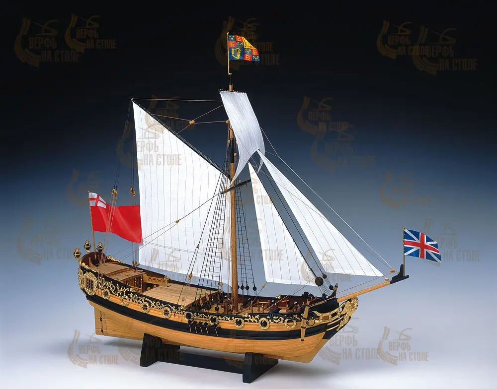 деревянная модель парусника Charles Royal Yacht 1674