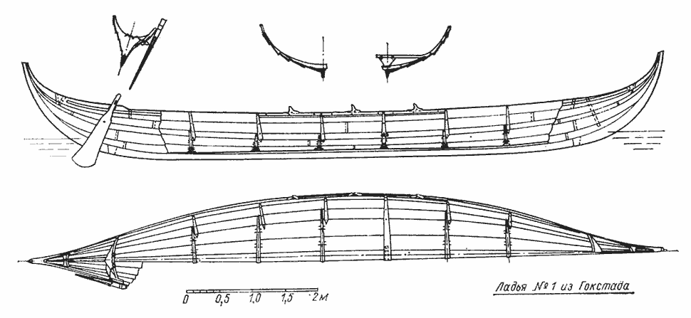 Чертёж ладьи №1 из Гокстада