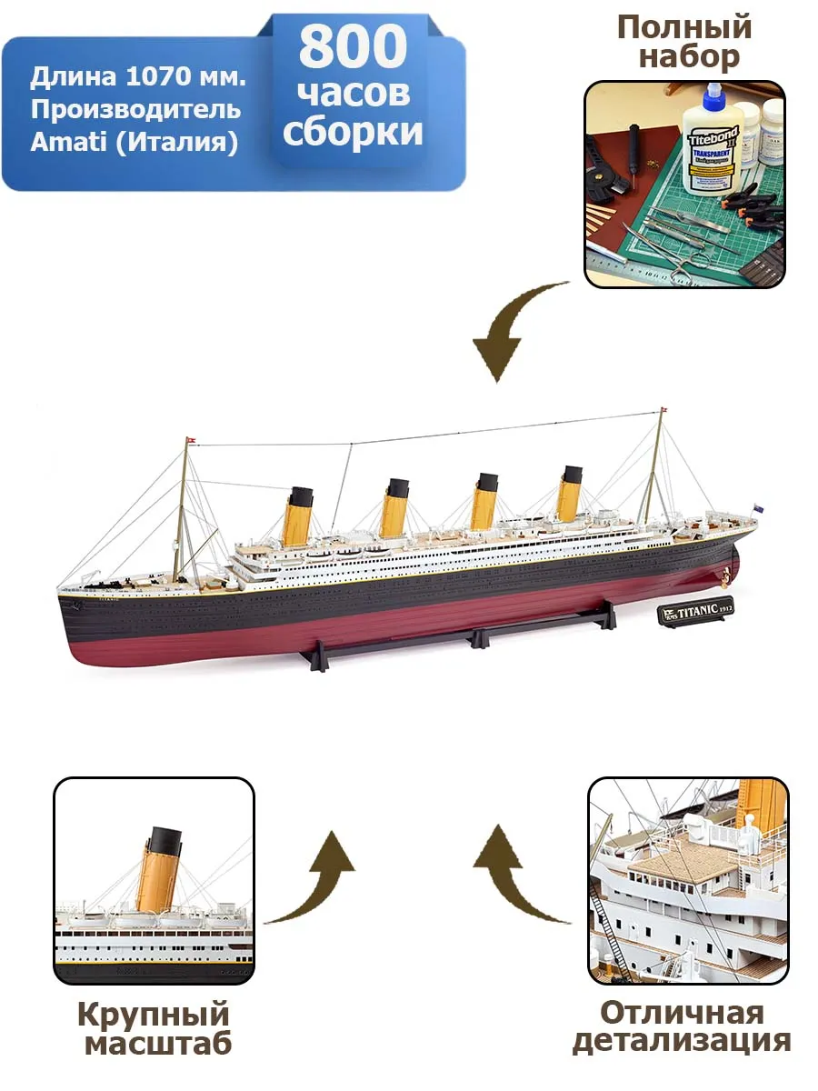 Титаник (RMS Titanic) + (Полный набор инструментов, клея и краски)