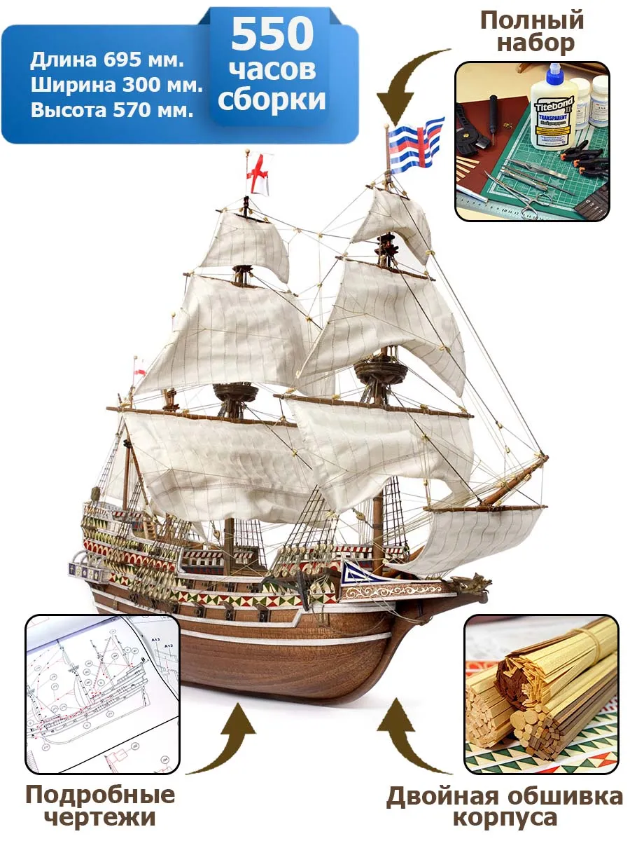 HMS Revenge + (Полный набор инструментов, клея и краски) HMS Revenge + (Полный набор инструментов, клея и краски)