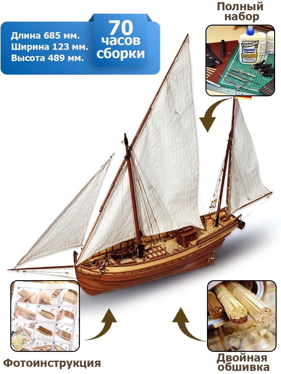 Фелюга San Juan (Сан Хуан) + (Полный набор инструментов, клея и краски)