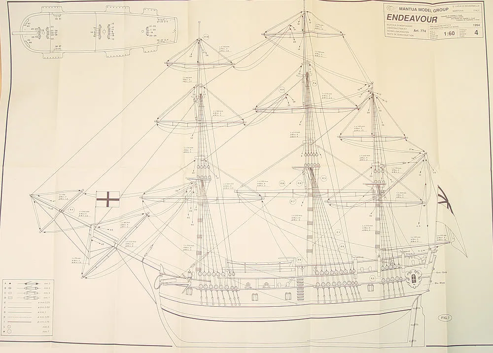 Чертеж корабля HMS Endeavour