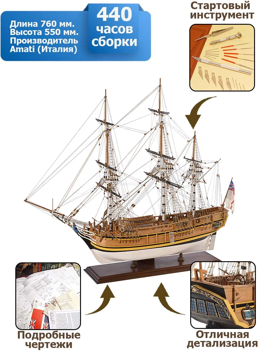 HMS Bounty (Баунти) + (Стартовый набор инструментов) HMS Bounty (Баунти) + (Стартовый набор инструментов)