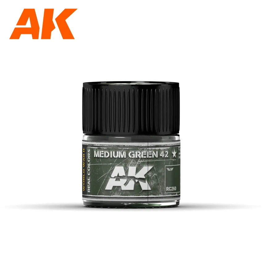 Краска AK Interactive, акриловая  Medium Green 42 / Средний зеленый 42, 10 мл