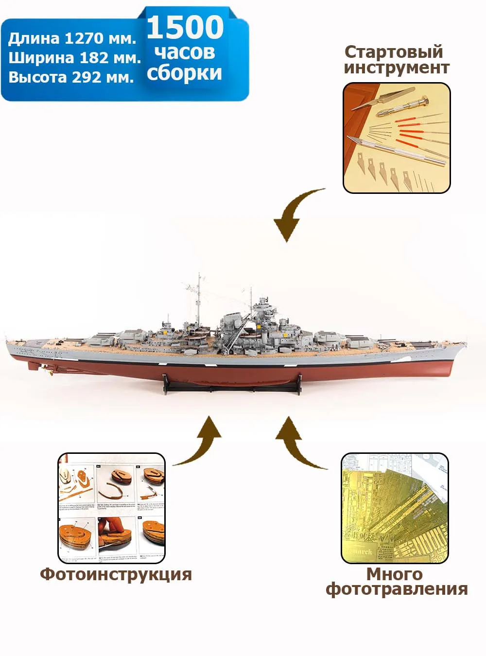 Линкор Bismarck (Бисмарк) + (Стартовый набор инструментов)