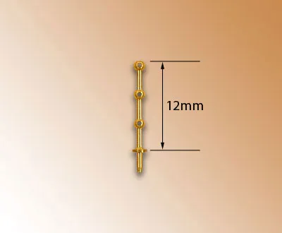 Леерная стойка с тремя отверстиями, латунь, 12 мм, 2 шт
