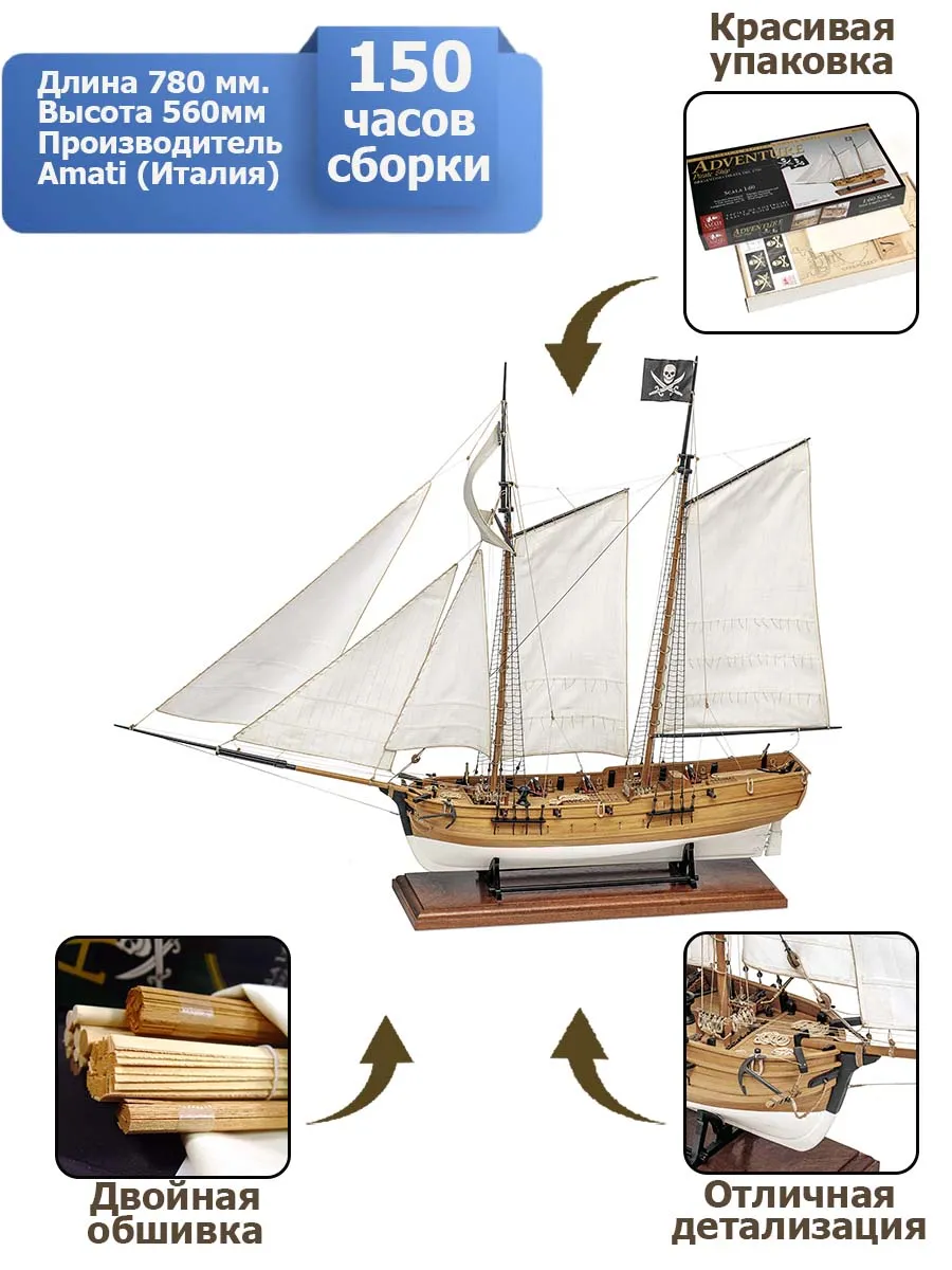 модель корабля Adventure pirate schooner модель корабля Adventure pirate schooner