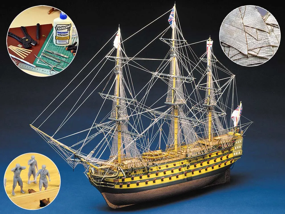 104-пушечный линкор Нельсона HMS Victory + (Полный набор инструментов, паруса, клея и краски)