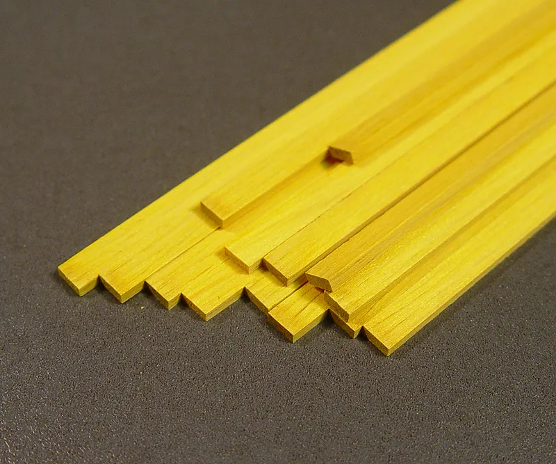 Рейка, желтый граб, 1х6 мм, длина 400 мм, 2 шт