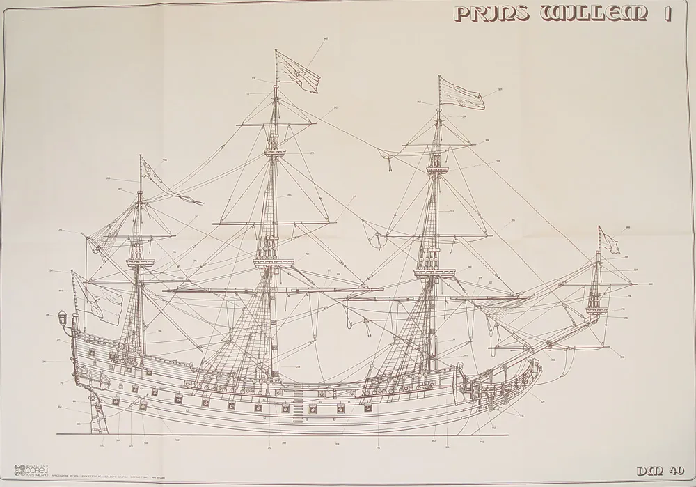 Чертеж корабля Prins Willem, масштаб 1:100 Чертеж корабля Prins Willem, масштаб 1:100