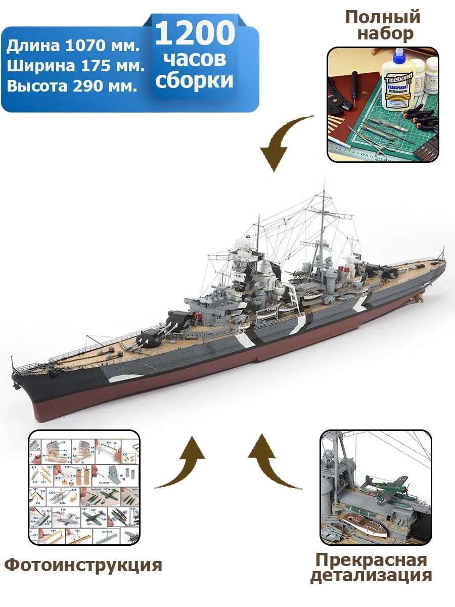 Крейсер Prinz Eugen + (Полный набор инструментов, клея и краски)