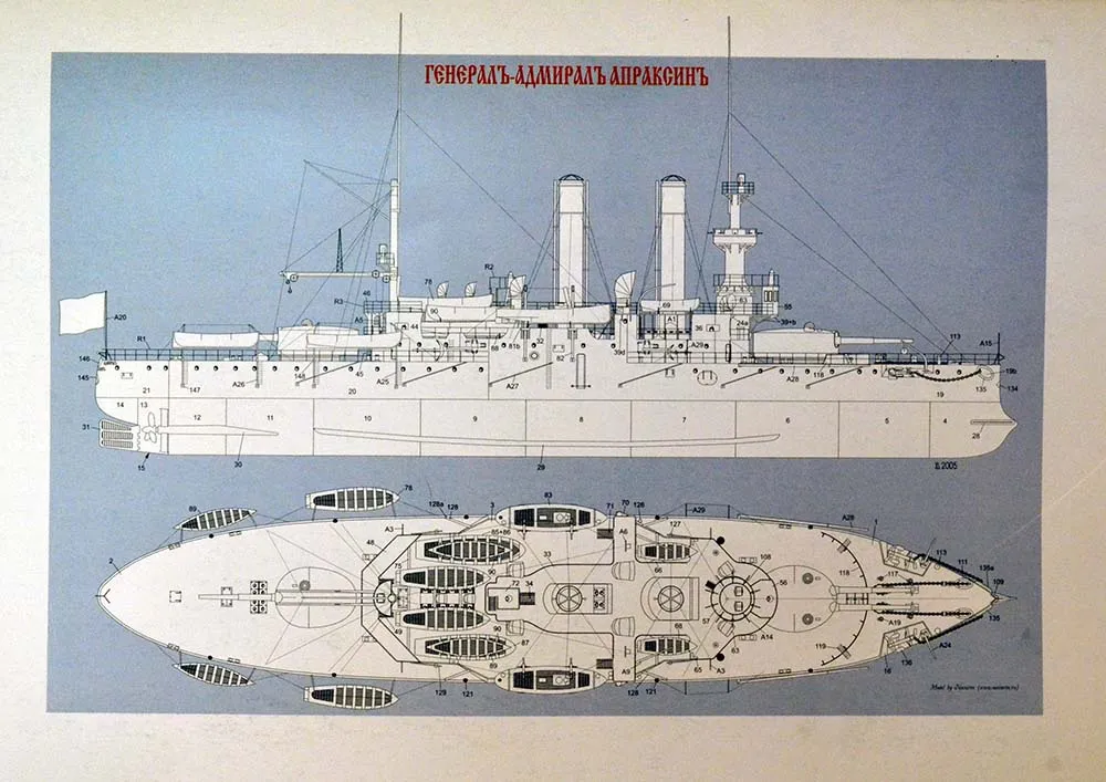 Модель из бумаги Броненосец "Генерал-адмирал Апраксин", Россия, 1899 год