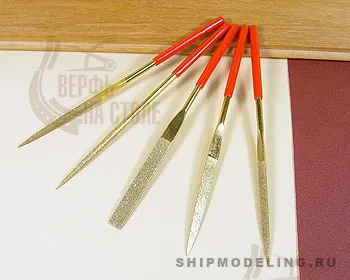 Набор из 5 алмазных надфилей, длина 180 мм