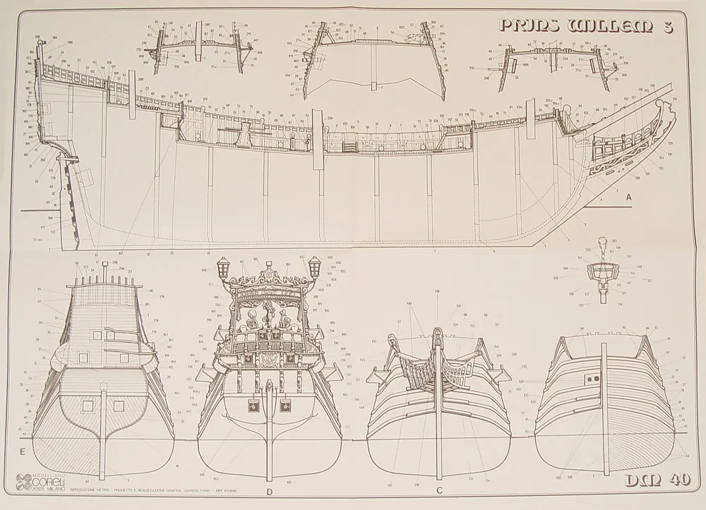 Чертеж корабля Prins Willem, масштаб 1:100 Чертеж корабля Prins Willem, масштаб 1:100