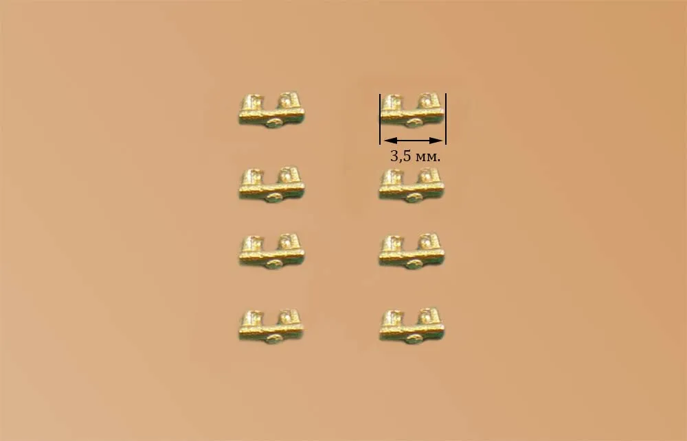 Киповая планка на 2 ролика, латунь, 3,5 мм, 8 шт