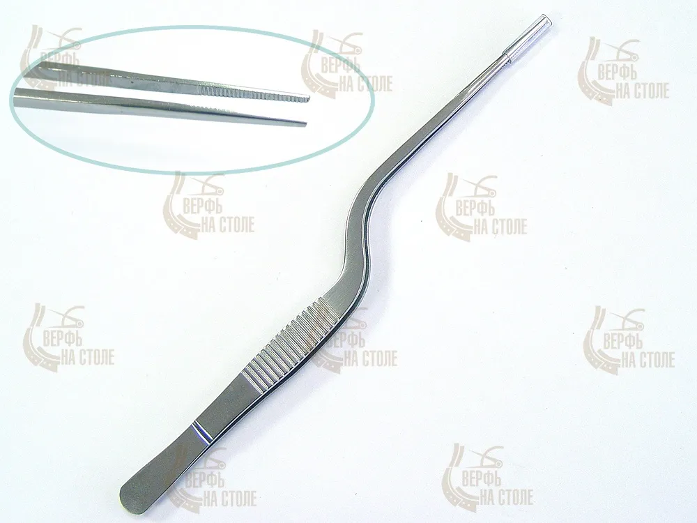 Штыкообразный полированный пинцет, 16 см