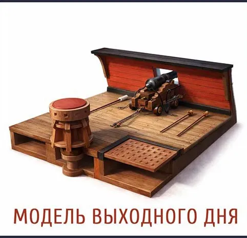 Модель Фрагмент палубы с пушкой и шпилем