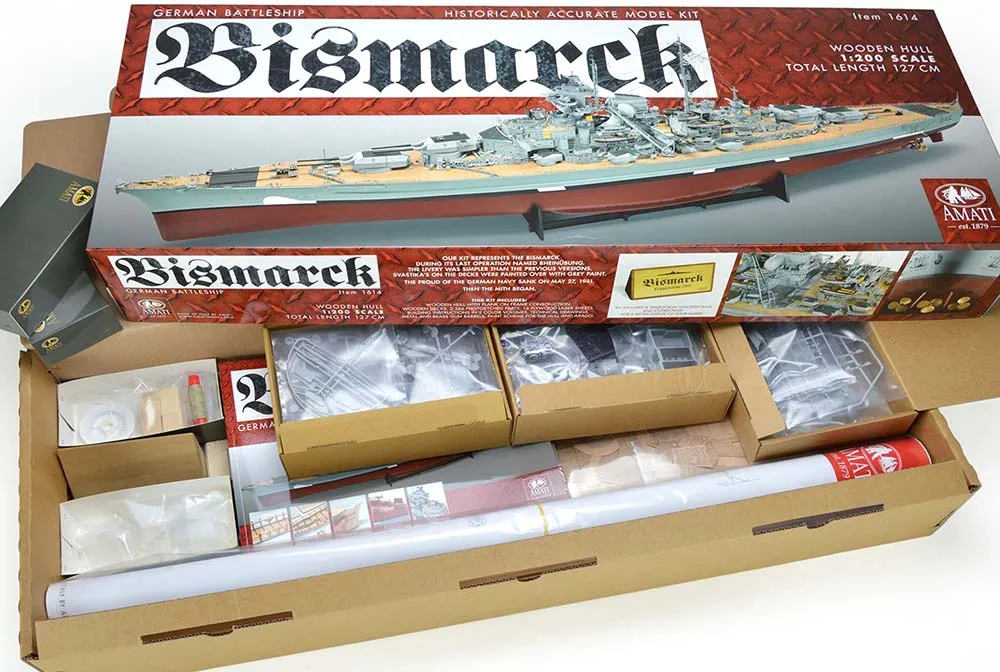 Линкор Bismarck (Бисмарк) + (Полный набор инструментов, клея, краски и грунтовка)