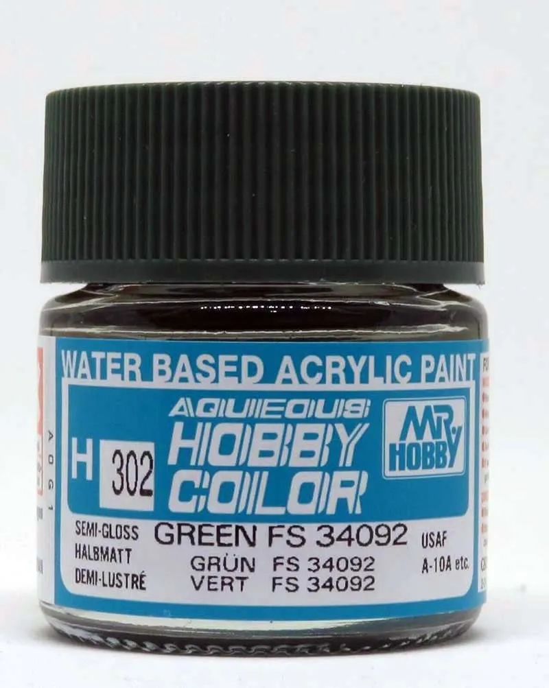 Краска Mr Hobby, акриловая, зеленая FS34092 полуглянцевая, H 302, 10 мл Краска Mr Hobby, акриловая, зеленая FS34092 полуглянцевая, H 302, 10 мл