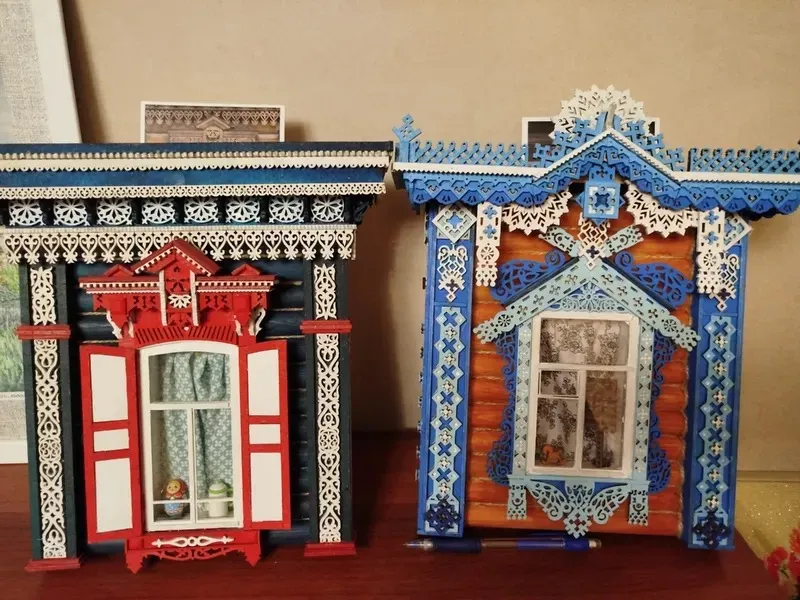 Сборная модель наличника "Русский стиль", 250 деталей + Клей и краски в комплекте Сборная модель наличника "Русский стиль", 250 деталей + Клей и краски в комплекте