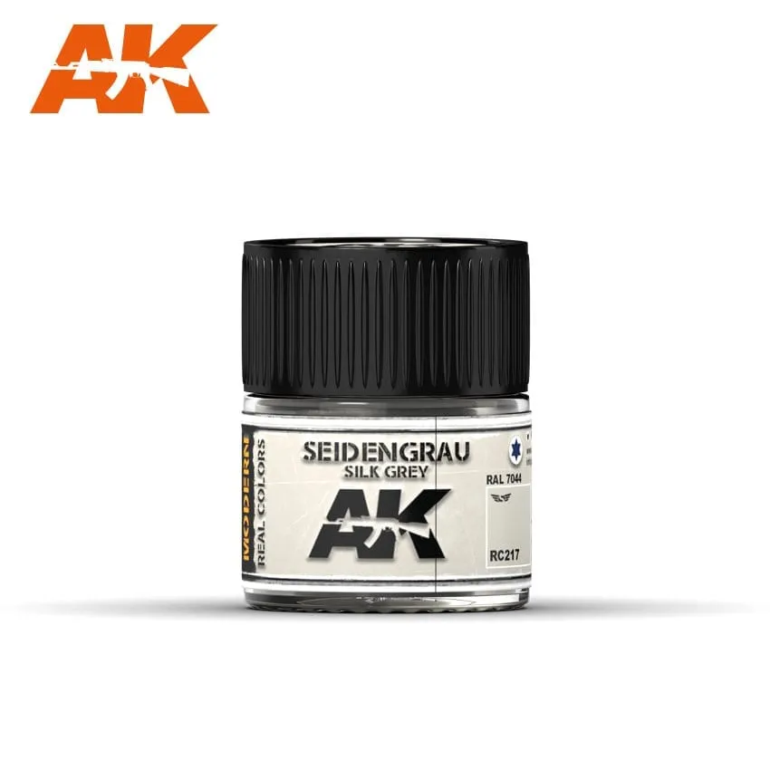 Краска AK Interactive, акриловая SEIDENGRAU-SILK GREY RAL 7044 / серый шелк, 10 мл