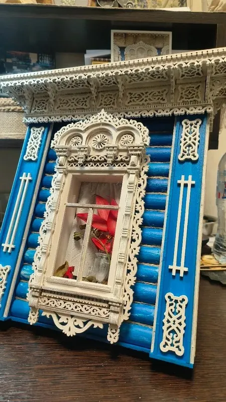 Сборная модель наличника "Хорлово", 230 деталей + Клей и краски в комплекте