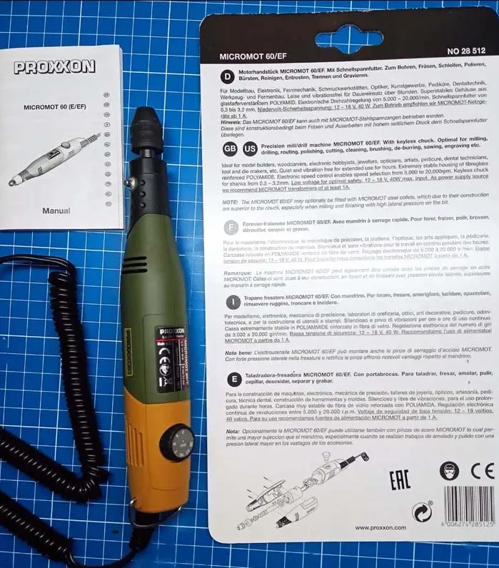 Бормашина Proxxon MICROMOT 60/EF (28512) + Блок питания (28706) и набор сверл (28874) 28512 Бормашина Proxxon MICROMOT 60/EF (28512) + Блок питания (28706) и набор сверл (28874) 28512