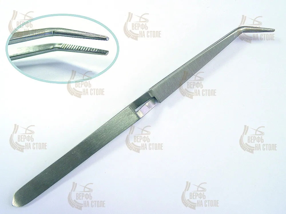 Самозажимной изогнутый пинцет, 16 см