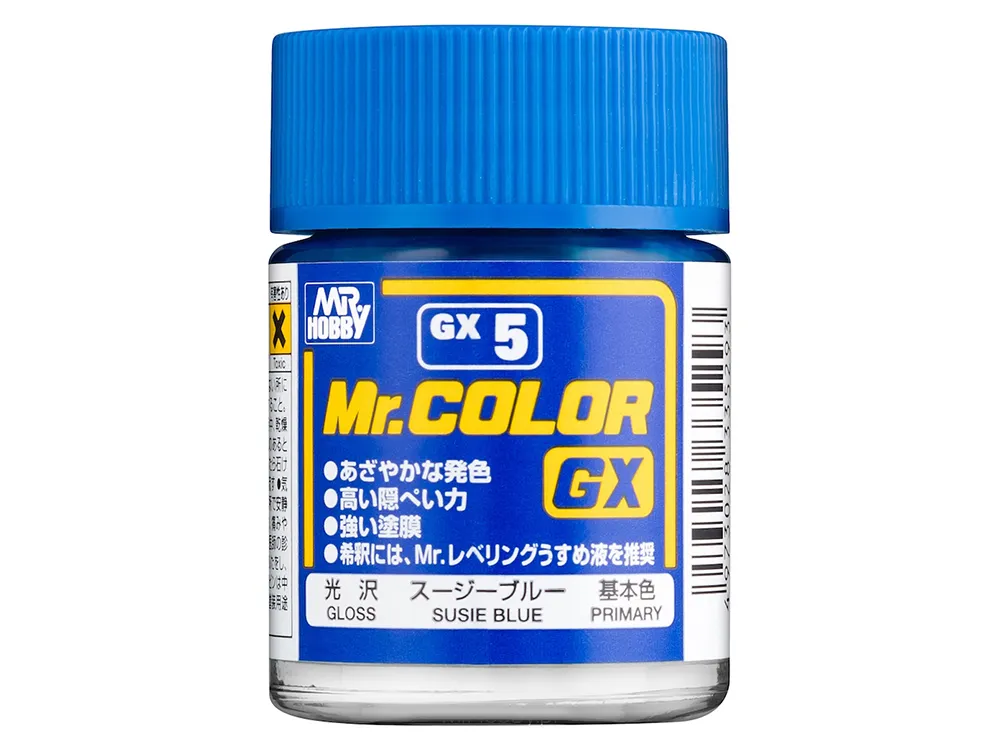 Краска целлюлозная Mr Color серии GX, синяя, глянцевая, GX 5, 18 мл