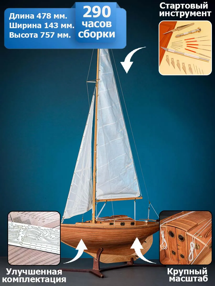Яхта Folkboat, комплектация Продвинутая + (Стартовый набор инструментов) Яхта Folkboat, комплектация Продвинутая + (Стартовый набор инструментов)