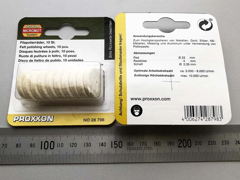 Войлочные насадки Proxxon, диск 22 мм, 10 шт Войлочные насадки Proxxon, диск 22 мм, 10 шт