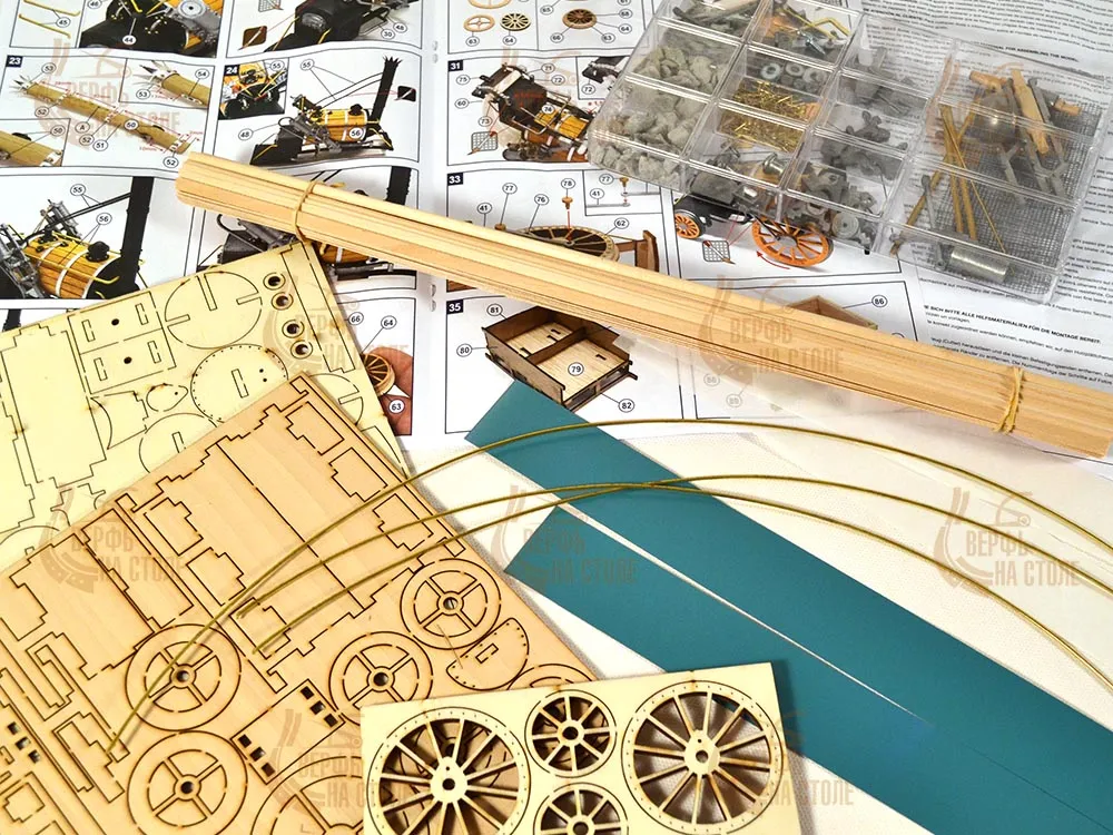 Модель паровоза Ракета (ROCKET) + (Полный набор инструментов, клея и краски)