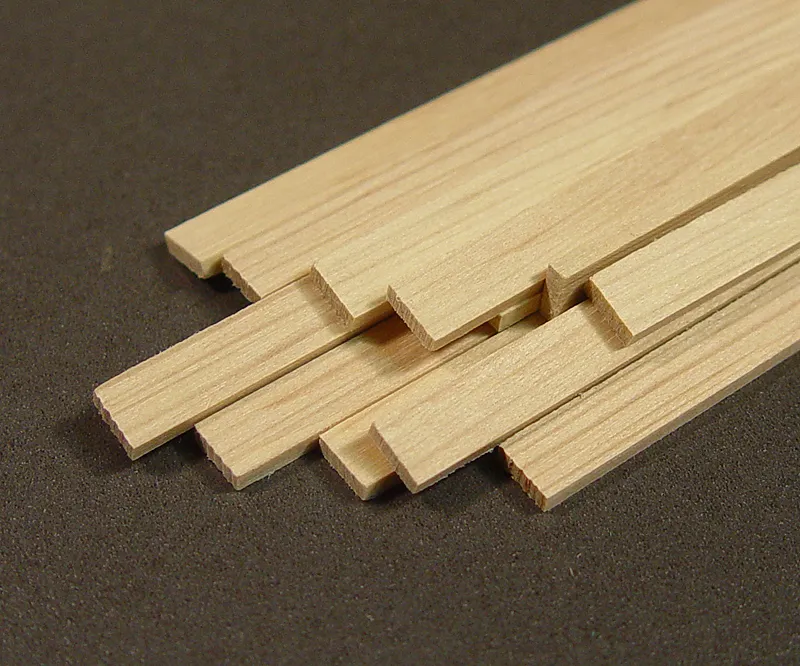 Рейка, белый граб, 2х6 мм, длина 400 мм, 2 шт