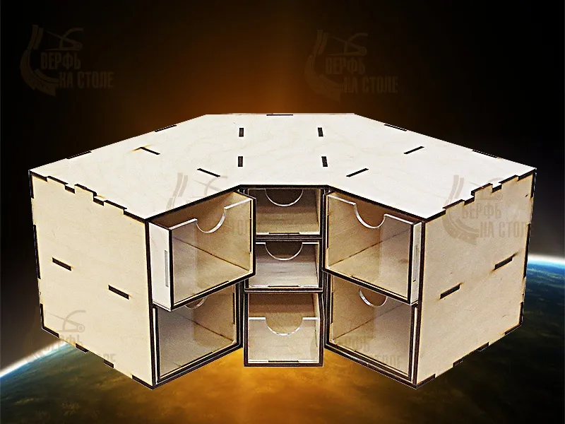 Угловой модуль-органайзер на 7 ящичков