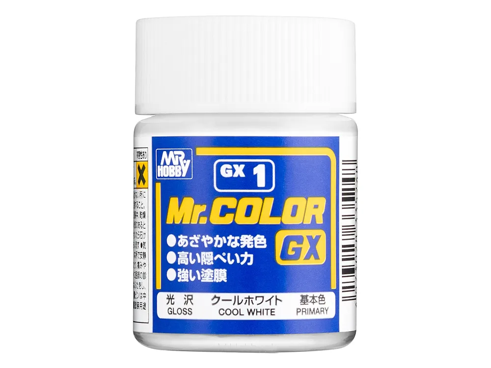 Краска целлюлозная Mr Color серии GX, белая, глянцевая, GX 1, 18 мл