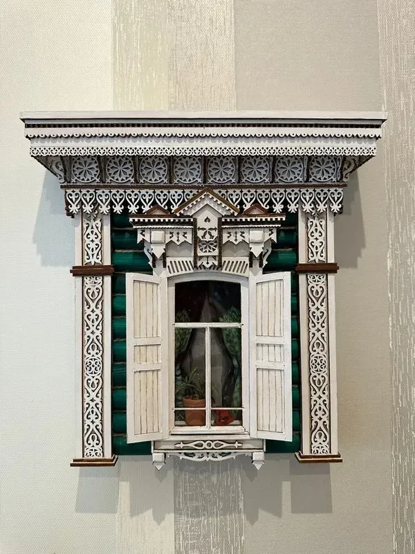 Сборная модель наличника "Улан-Удэ", 270 деталей + Клей и краски в комплекте Сборная модель наличника "Улан-Удэ", 270 деталей + Клей и краски в комплекте