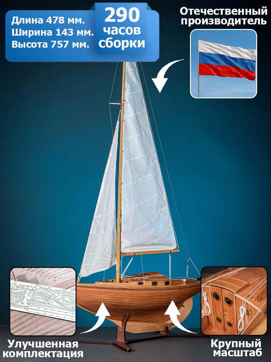 Модель Яхта Folkboat, комплектация Продвинутая Модель Яхта Folkboat, комплектация Продвинутая