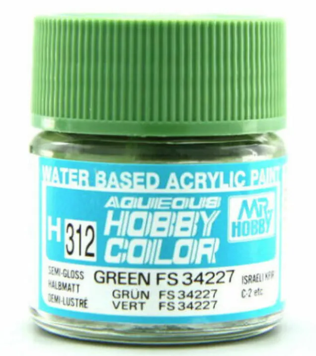 Краска Mr Hobby, акриловая, зеленая FS34227 полуглянцевая, H 312, 10 мл Краска Mr Hobby, акриловая, зеленая FS34227 полуглянцевая, H 312, 10 мл