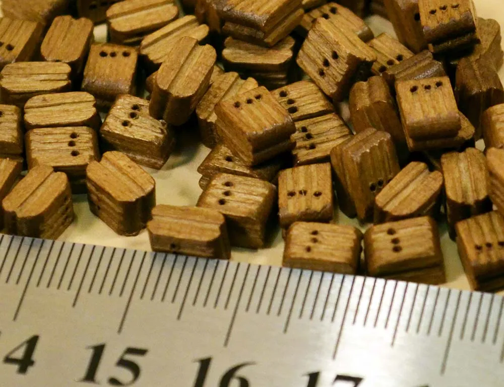 Блок, трехшкивный, орех, 5 мм, 10 шт