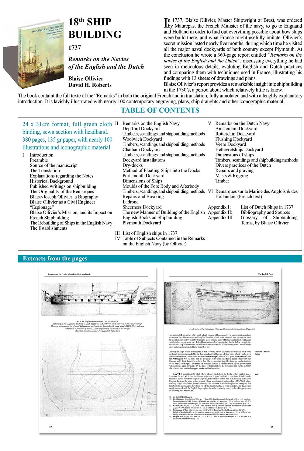 18th century shipbuilding. Remarks by Blaise Olliver