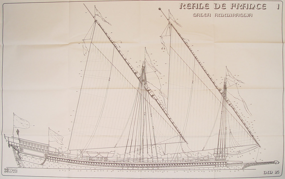 Чертеж галеры Reale De France, масштаб 1:60 Чертеж галеры Reale De France, масштаб 1:60