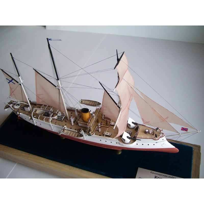 Модель из картона канонерская лодка "Кореец", Россия 1888 г Модель из картона канонерская лодка "Кореец", Россия 1888 г