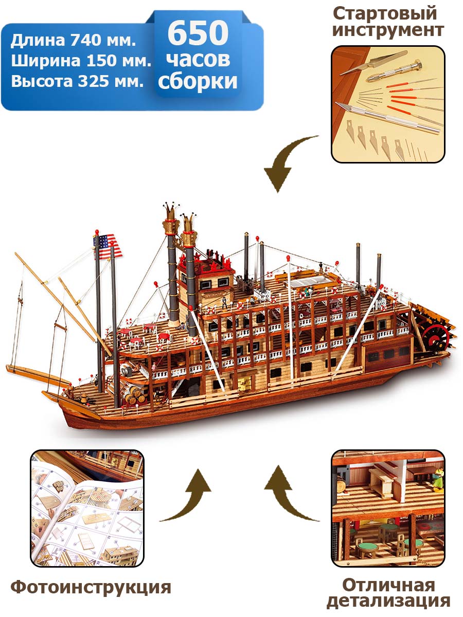 Mississippi (Колесный пароход) + (Стартовый набор инструментов) Mississippi (Колесный пароход) + (Стартовый набор инструментов)