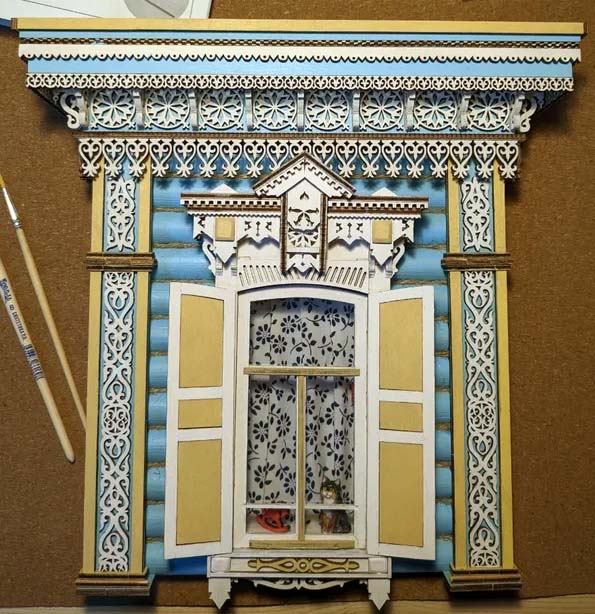 Сборная модель наличника "Улан-Удэ", 270 деталей + Клей и краски в комплекте Сборная модель наличника "Улан-Удэ", 270 деталей + Клей и краски в комплекте