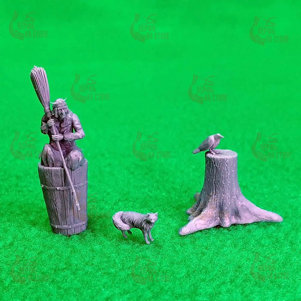 Фигурка Баба-Яга в ступе масштаб 1:72