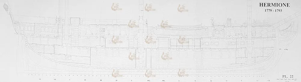 Hermione frigate, 1779-1793 + чертежи