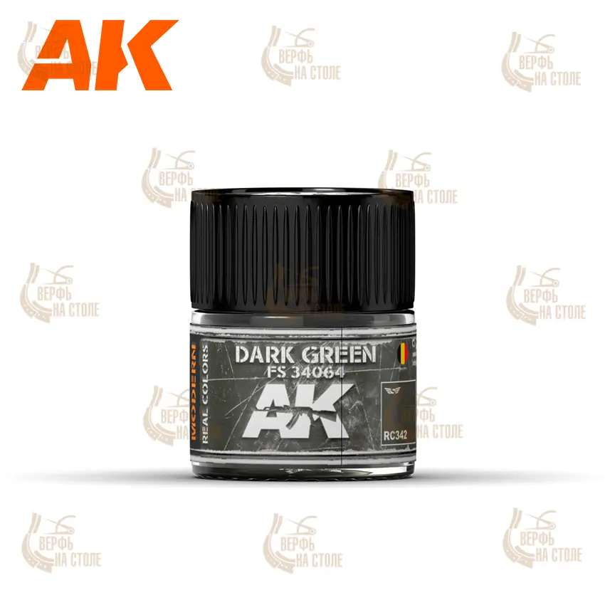 Краска AK Interactive, акриловая Темно-зеленый FS 34064, 10 мл Краска AK Interactive, акриловая Темно-зеленый FS 34064, 10 мл
