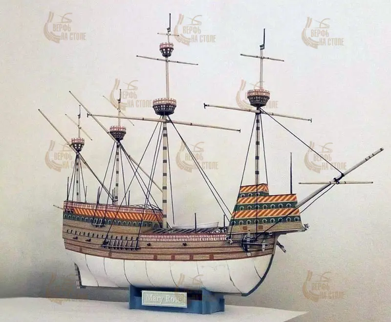 Модель из картона каракка "Mary Rose" 