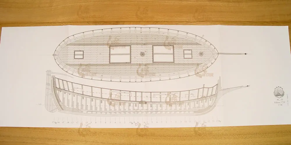 N.S. del Rosario felucca, 1759 + чертежи N.S. del Rosario felucca, 1759 + чертежи