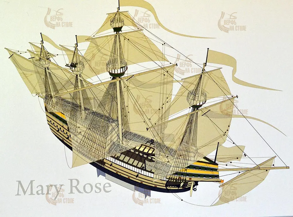 Модель из картона каракка "Mary Rose" 